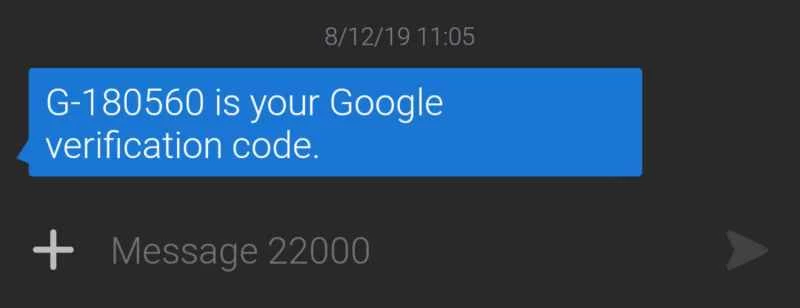 來自谷歌的安全短信