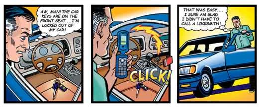 一個男人和他的無鑰匙汽車的漫畫
