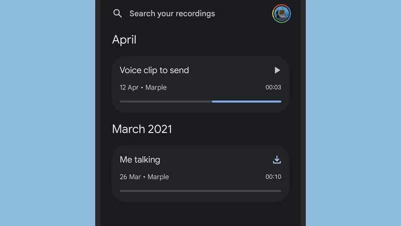 iPhone 上 iOS 版錄音機應用程式的介面。