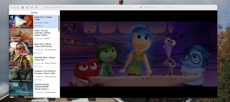 使用 MiniTube 播放 YouTube 影片