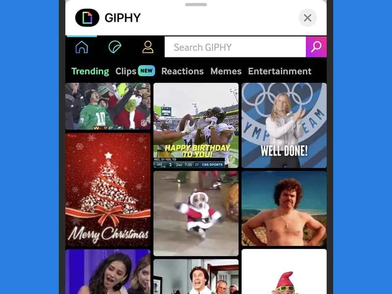 iOS 資訊應用程式中的 Giphy 應用程式擴充。