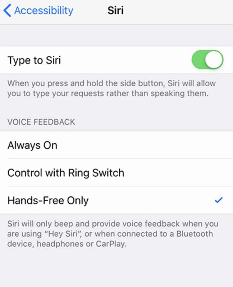 iPhone上的Siri設定。