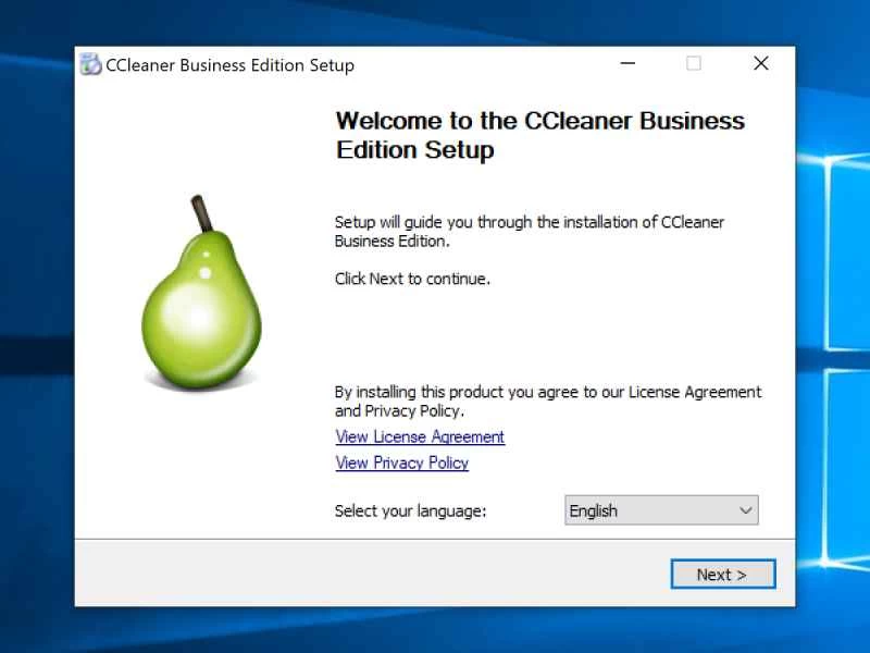 CCleaner Business Edition 安裝程式中的設定流程。
